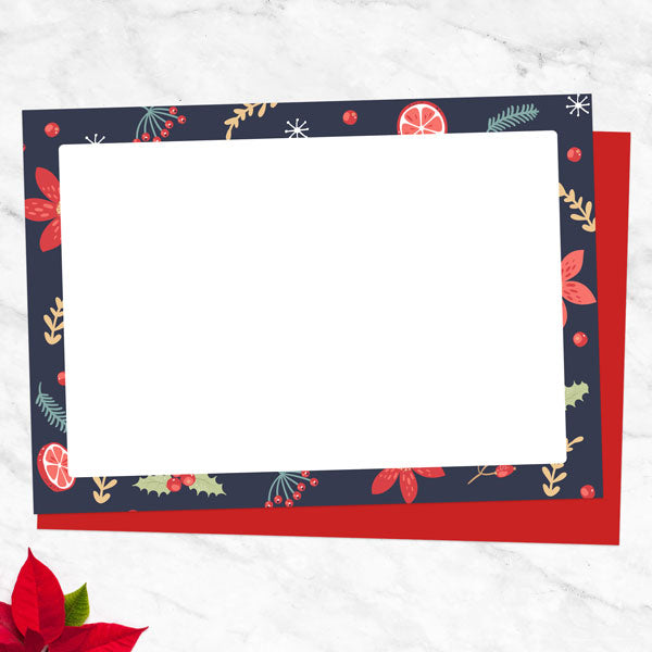 Navy Festive Foliage - Christmas Note Cards - Pack of 10