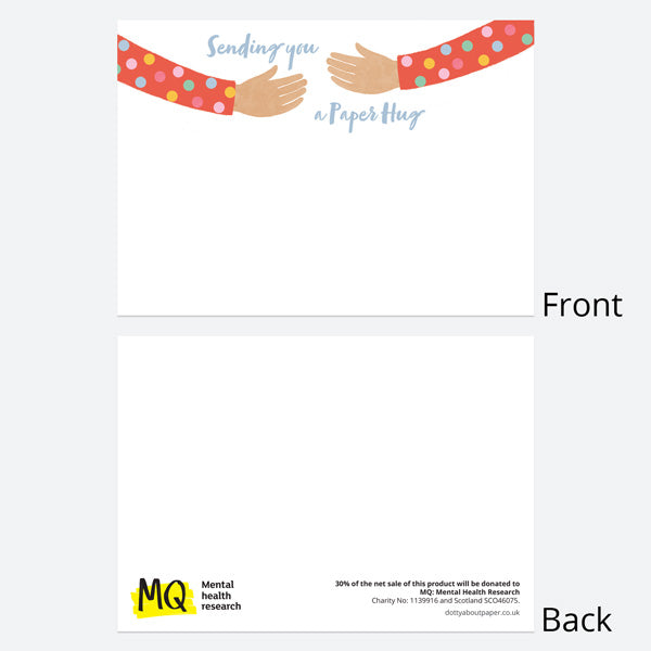Charity Note Cards - Paper Hug - Arms - Sending A Paper Hug - Pack of 10