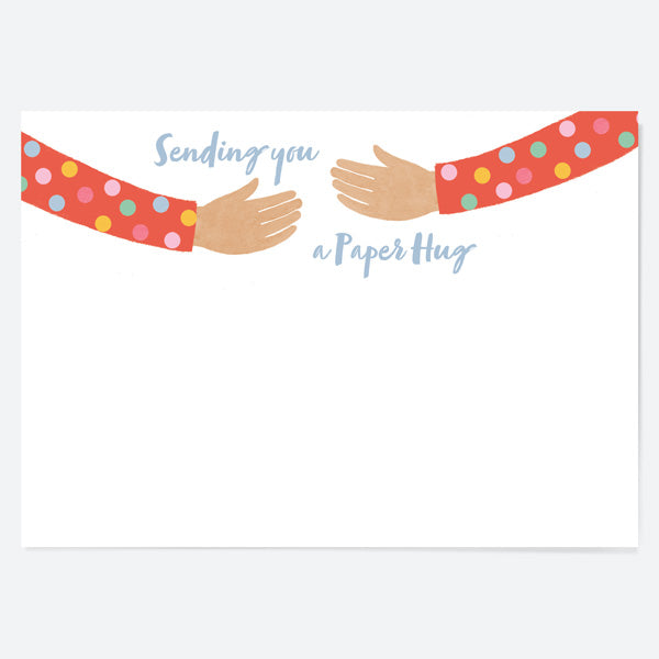 Charity Note Cards - Paper Hug - Arms - Sending A Paper Hug - Pack of 10