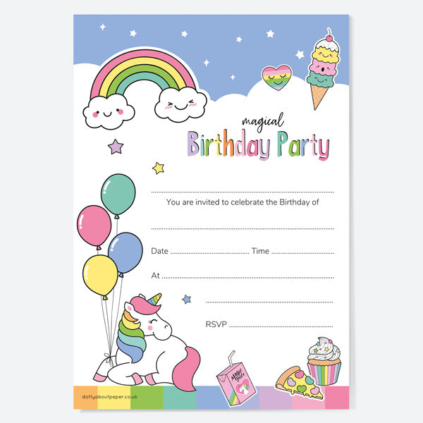 Unicorn Fun - Notelet Invitation - Pack of 20