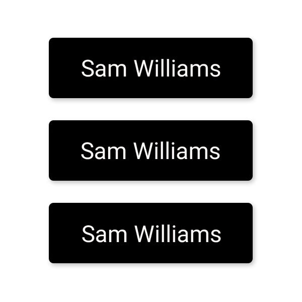 Office Work - Small Personalised Stick On Waterproof (Equipment) Name Labels - Black - Pack of 60