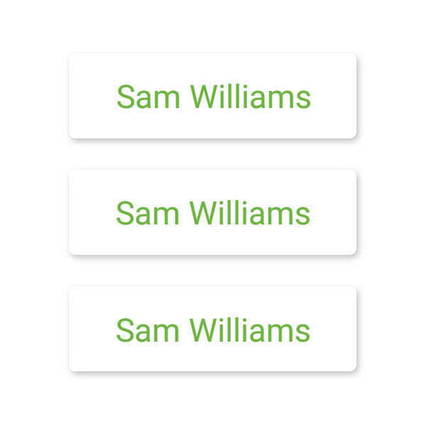 Office Work - Small Personalised Stick On Waterproof (Equipment) Name Labels - Green Text - Pack of 60