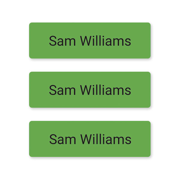 Office Work - Small Personalised Stick On Waterproof (Equipment) Name Labels - Green - Pack of 60