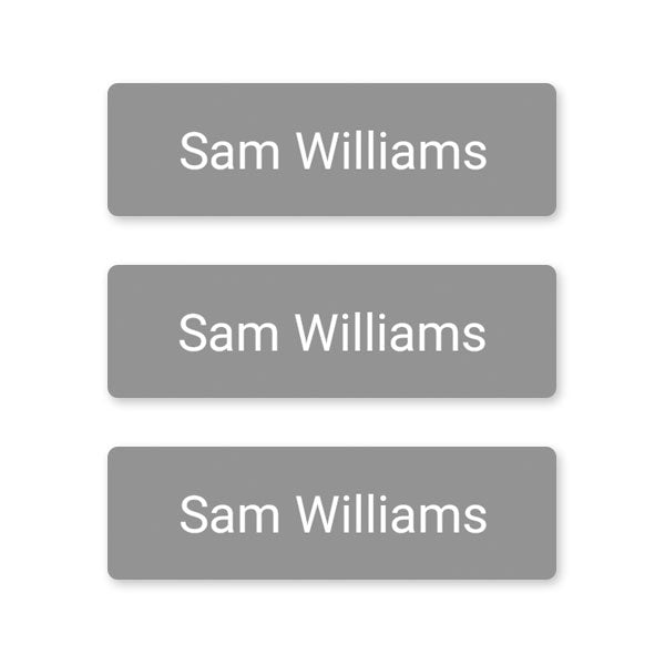 Office Work - Small Personalised Stick On Waterproof (Equipment) Name Labels - Grey - Pack of 60
