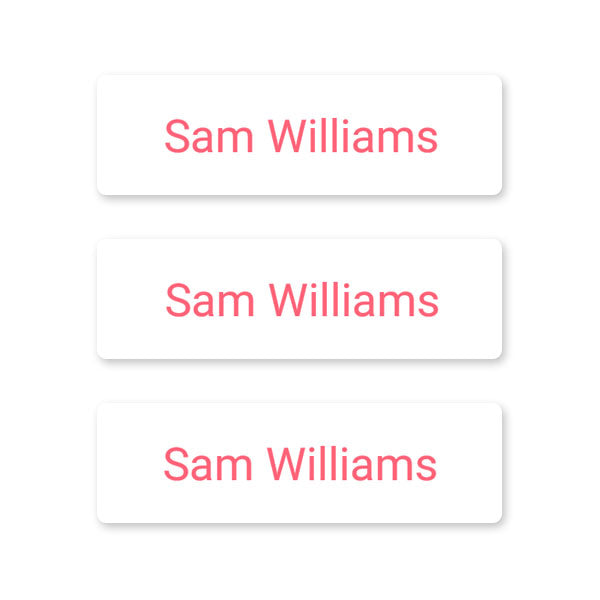 Office Work - Small Personalised Stick On Waterproof (Equipment) Name Labels - Pink Text - Pack of 60