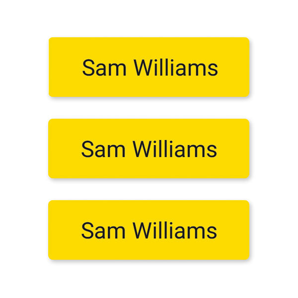 Office Work - Small Personalised Stick On Waterproof (Equipment) Name Labels - Yellow - Pack of 60