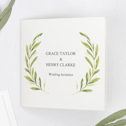 Olive Wreath - Wedding Invitation