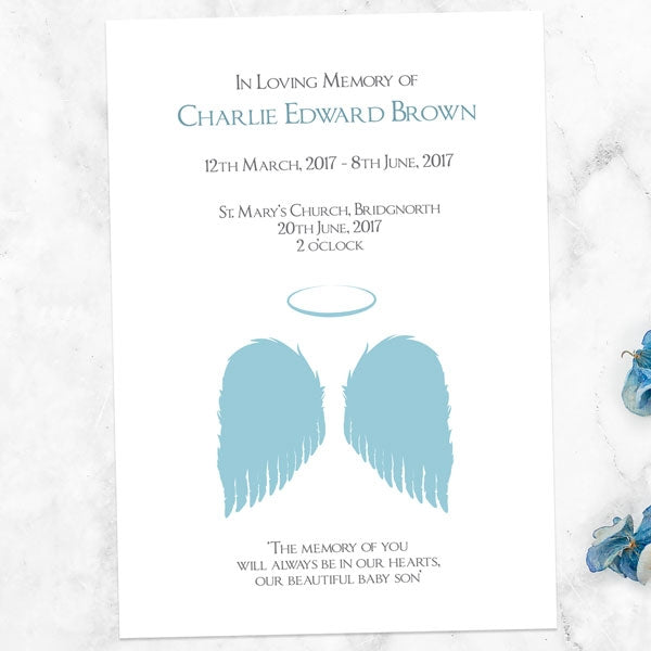 Funeral Order of Service - Blue Angel Wings