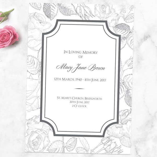 Funeral Order of Service - Ornate Roses