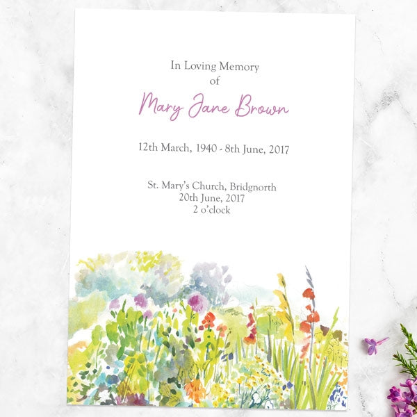 Funeral Order of Service - Watercolour Wildflowers