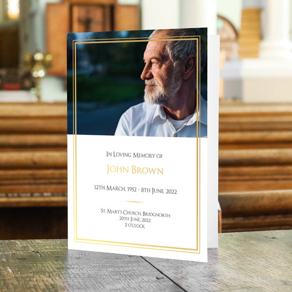 Foil Funeral Order of Service - Classic Gold Frame