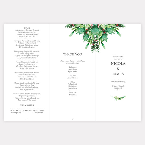 Festive Foliage Iridescent Order of Service Concertina