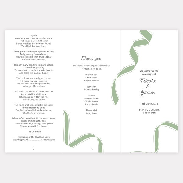 Ribbon Border Order Of Service Concertina