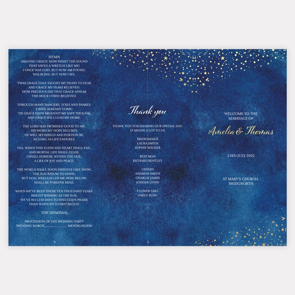 Starry Night Foil Order Of Service Concertina