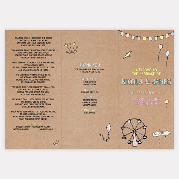 Summer Wedfest Order Of Service Concertina