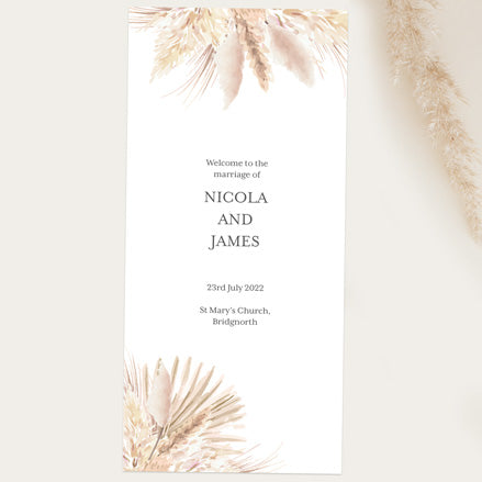 Pampas Grass Order Of Service Concertina