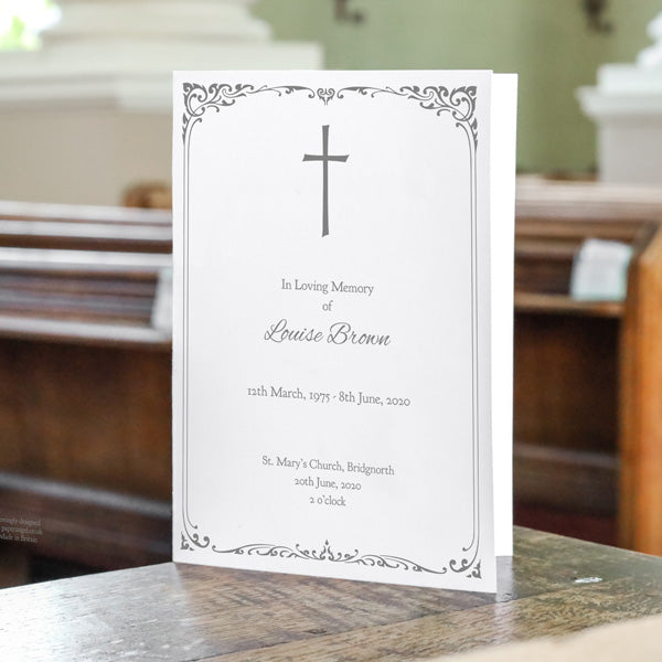 Funeral Order of Service - Ornate Cross Border