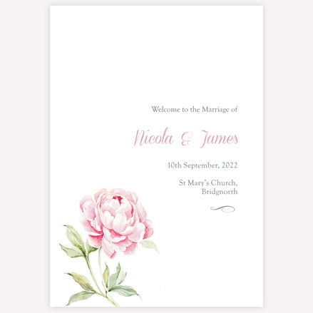 Pretty Pink Peony Iridescent Order Of Service