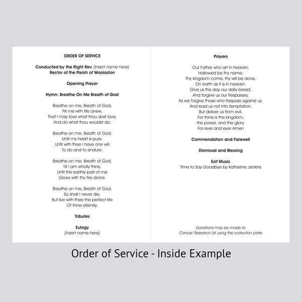 Funeral Order of Service - Angelic Wings & Rainbow