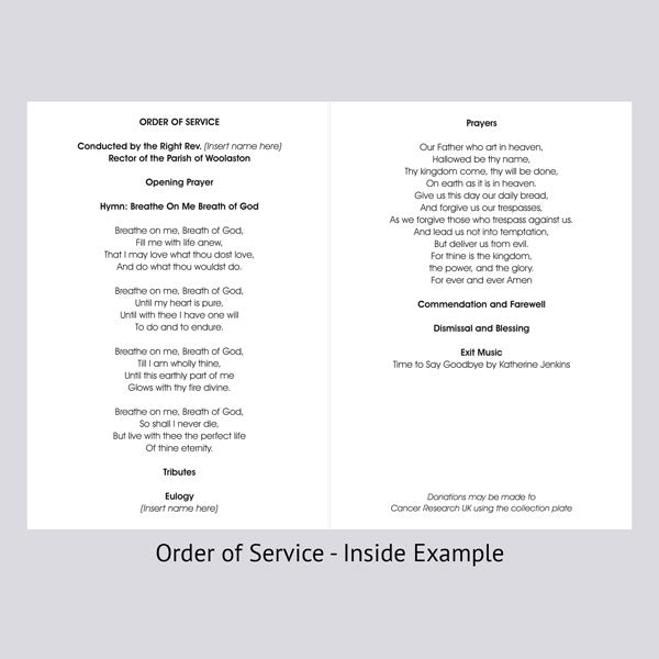 Funeral Order of Service - Shooting Star Pink