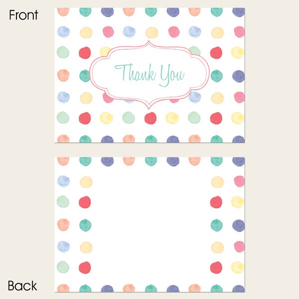 Ready to Write Thank You Cards - Painted Polka Dots - Pack of 10