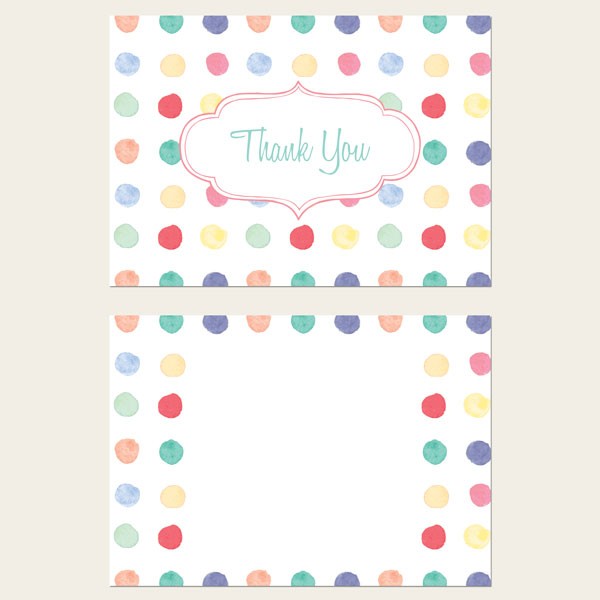 Ready to Write Thank You Cards - Painted Polka Dots - Pack of 10