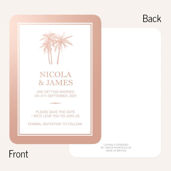 Palm Tree Elegance Foil Save the Date Cards
