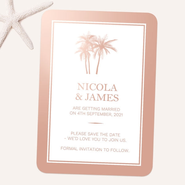Palm Tree Elegance Foil Save the Date Cards