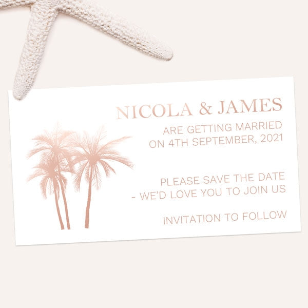 Palm Tree Elegance Foil Save the Date Magnets