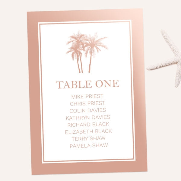 Palm Tree Elegance - Foil Table Plan Cards