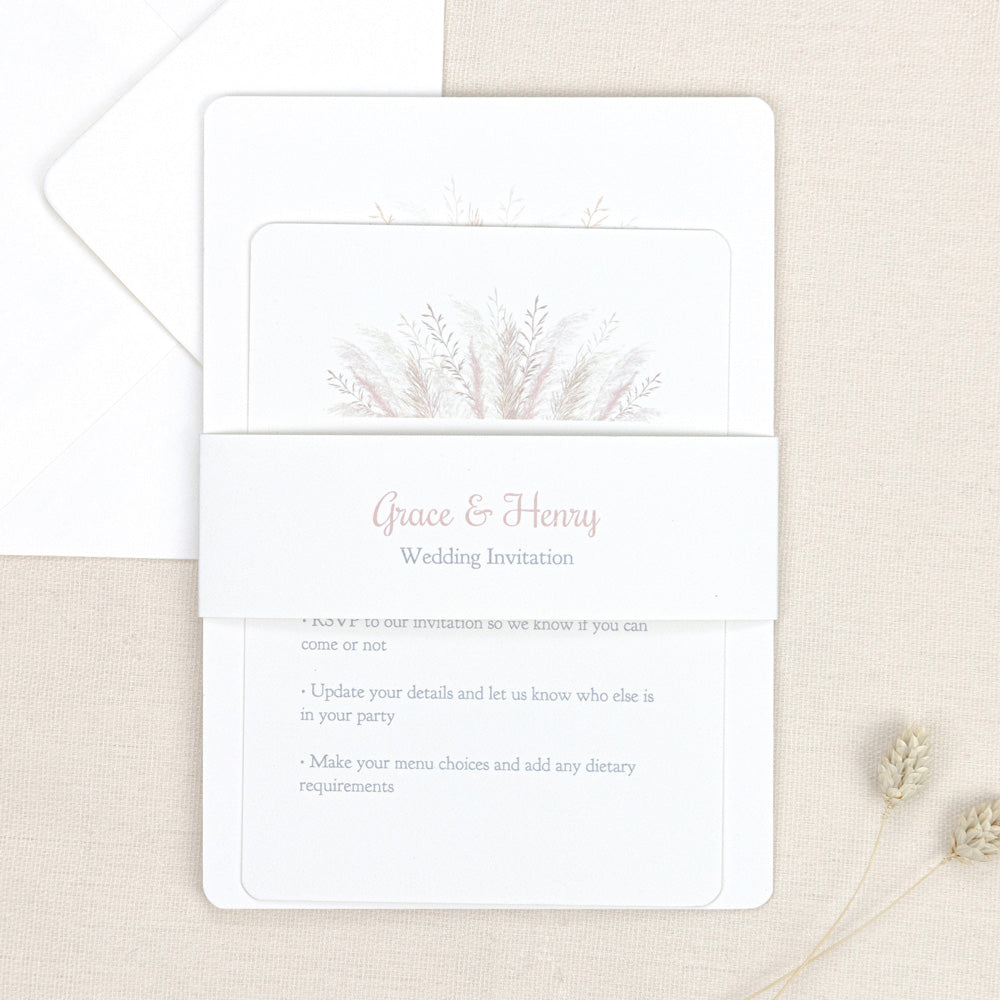 Pampas - Wedding Invitation & Information Card Suite
