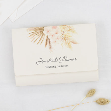 Pampas Floral - Tri Fold Wedding Invitation & RSVP