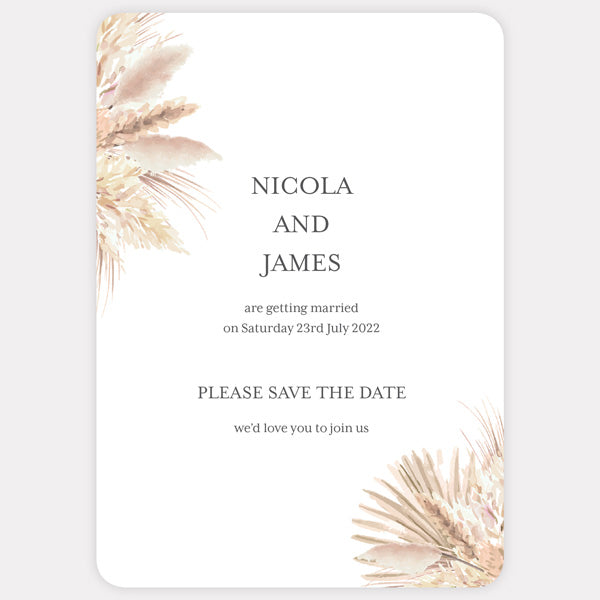 Pampas Grass Save the Date Cards