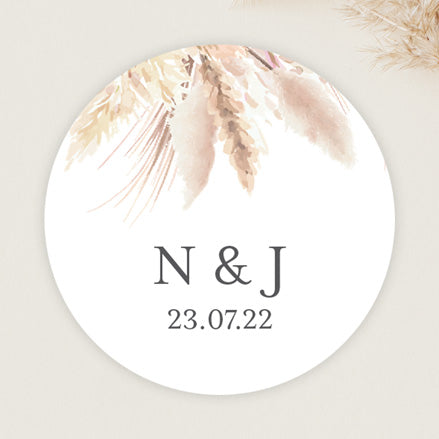 Pampas Grass Wedding Stickers - Pack of 35