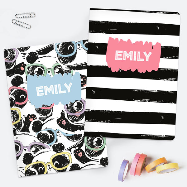 Panda Eyes - Personalised A5 Exercise Books - Pack of 2