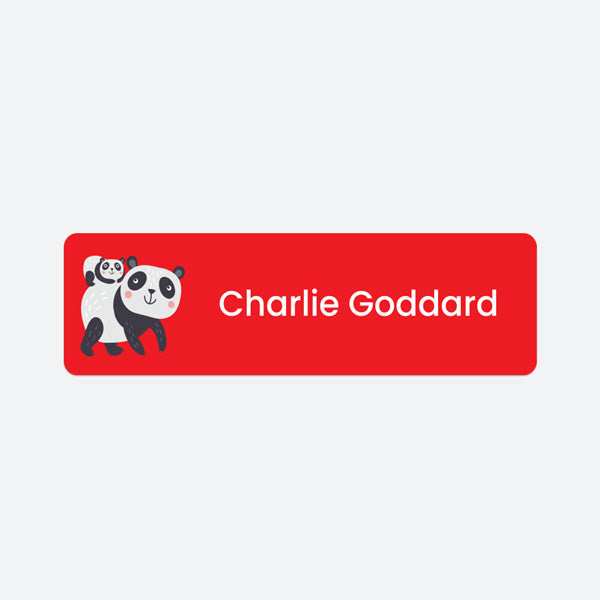 Medium Personalised Stick On Waterproof (Clothing/Equipment) Name Labels - Panda - Pack of 36