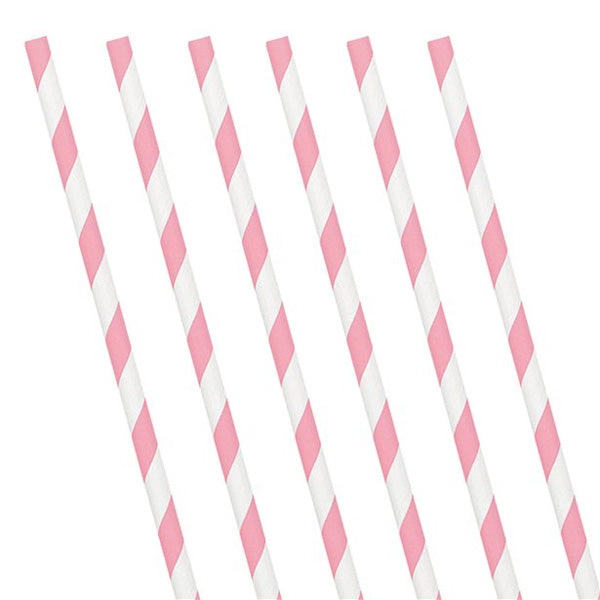 Paper Straws - Soft Pink Party Tableware - Pack of 24