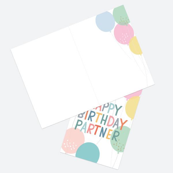 Partner Birthday Card - Happy Birthday - Balloons