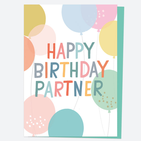 Partner Birthday Card - Happy Birthday - Balloons