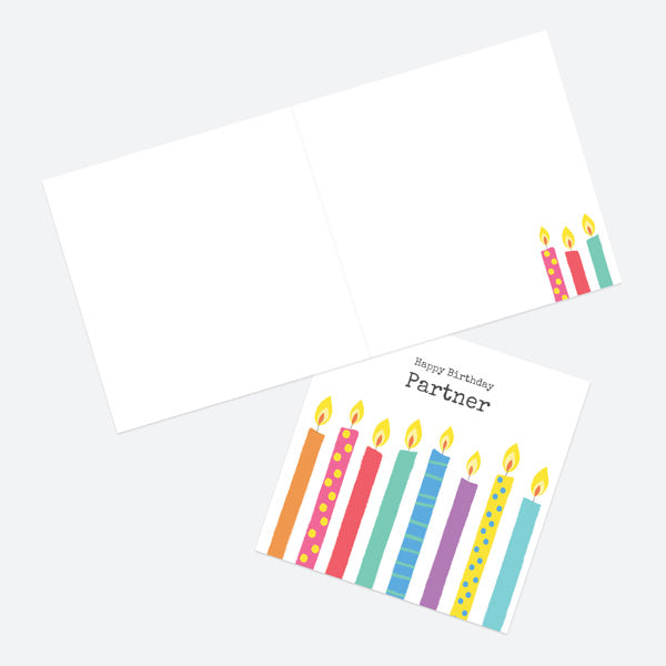 Partner Birthday Card - Happy Birthday - Candles