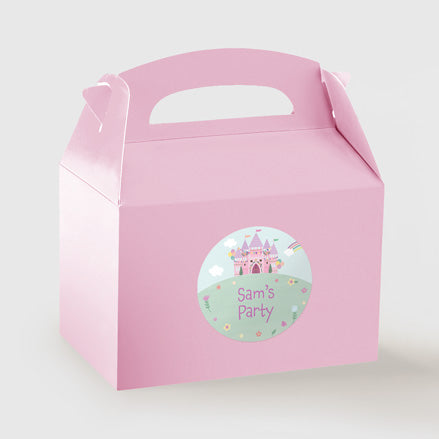 Princess Castle - Pink Party Boxes and Round Stickers - Pack of 10