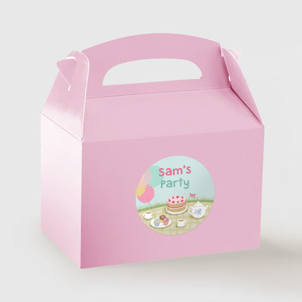 Teddy Bears Picnic - Pink Party Boxes and Round Stickers - Pack of 10
