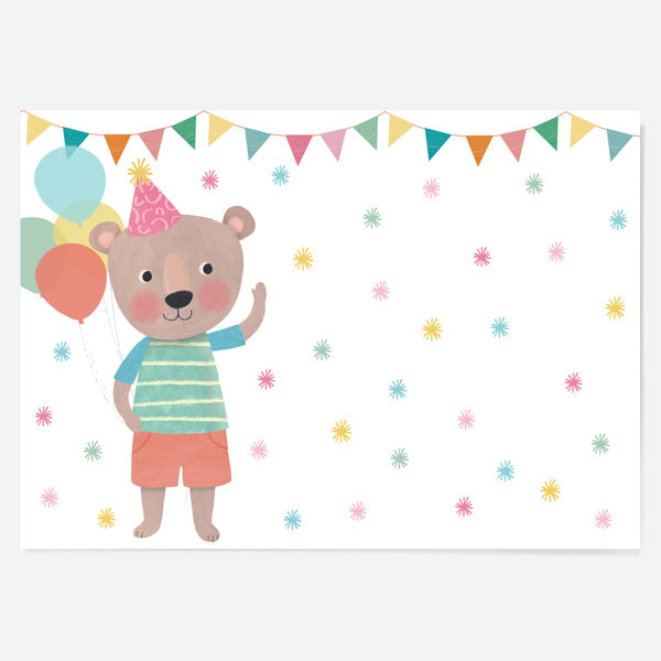Kids Party Placemat - Dotty Party Bear - Pack of 10