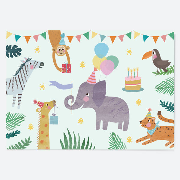 Kids Party Placemat - Jungle Animals - Pack of 10