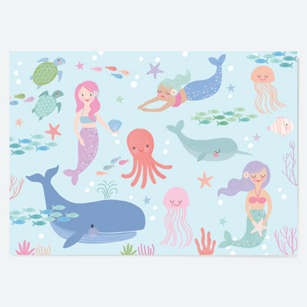 Kids Party Placemat - Mermaid Under The Sea - Pack of 10