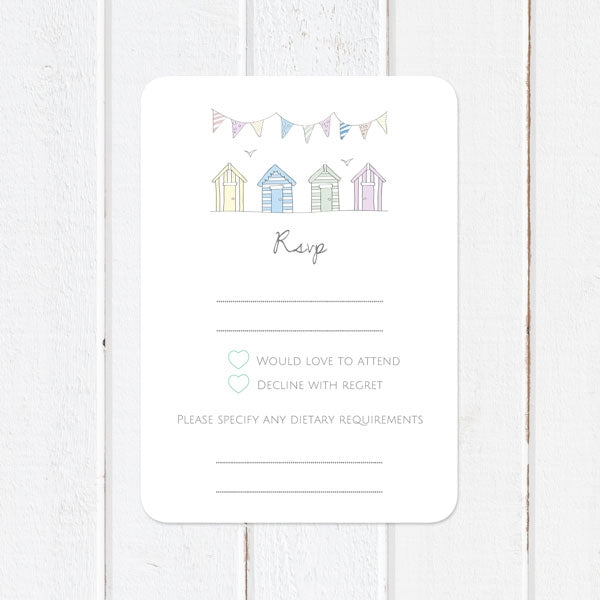 Pastel Bunting & Beach Huts - Boutique Evening Invitation
