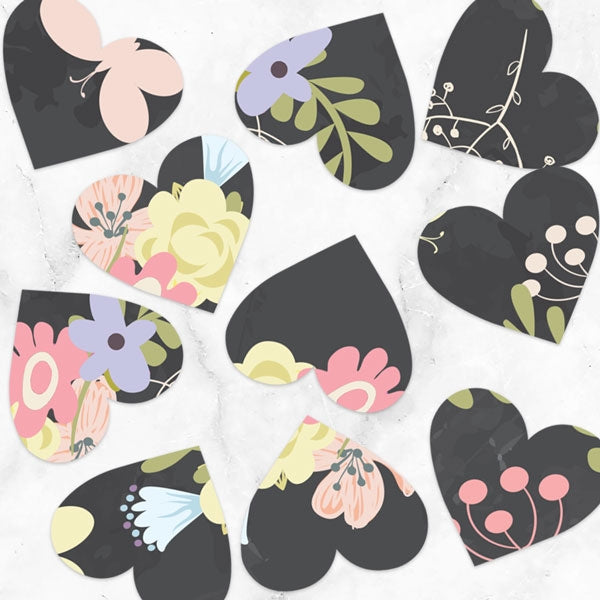 Pastel Chalkboard Flowers - Heart Table Confetti