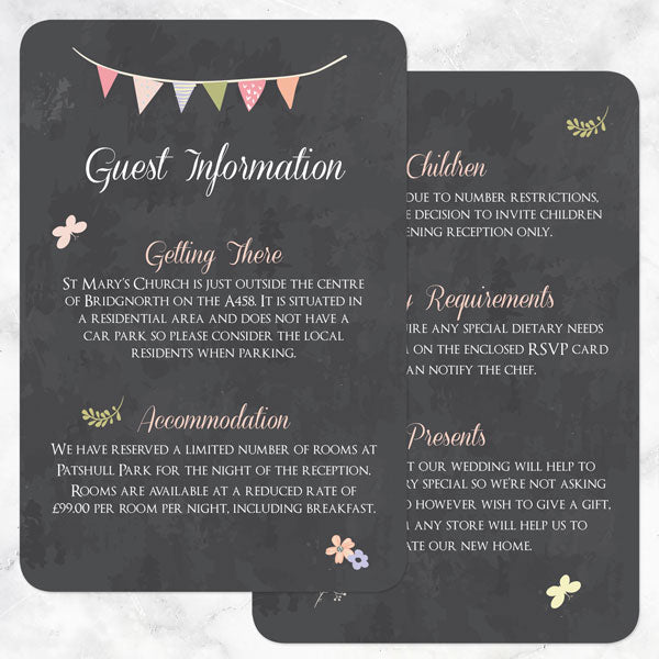 Pastel Chalkboard Flowers - Boutique Wedding Invitation & RSVP