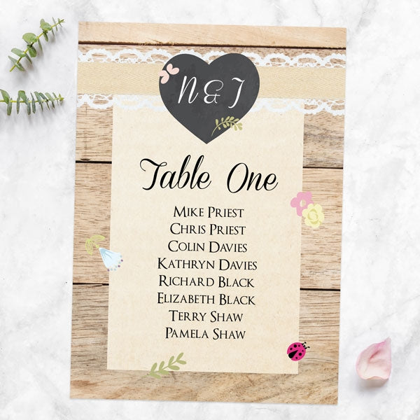 Pastel Chalkboard Flowers - Table Plan Cards