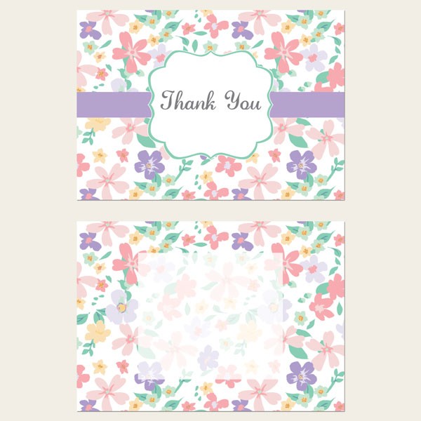 Ready to Write Thank You Cards - Pastel Flowers - Pack of 10